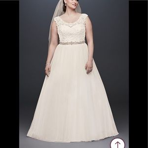 David’s Bridal Tulle and Scroll Lace Wedding Dress